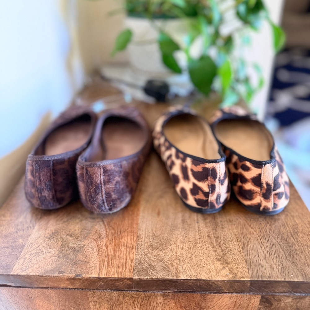 Old Navy Ballet Flats Womens 8 Brown Leopard Print Bundle 2 Pairs Bow Accents - Picture 9 of 15